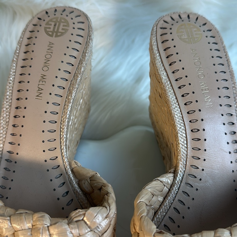 Antonio Melani Women's Tan Woven Wedge Sandals - Picture 6 of 9
